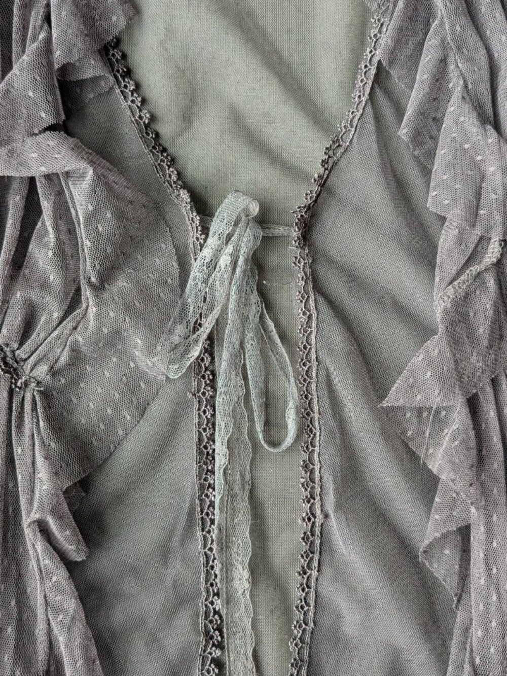 Daytrip Fairycore Whimsigoth Gray Sheer Lace Mesh Sleeveless Top small - Picture 5 of 9